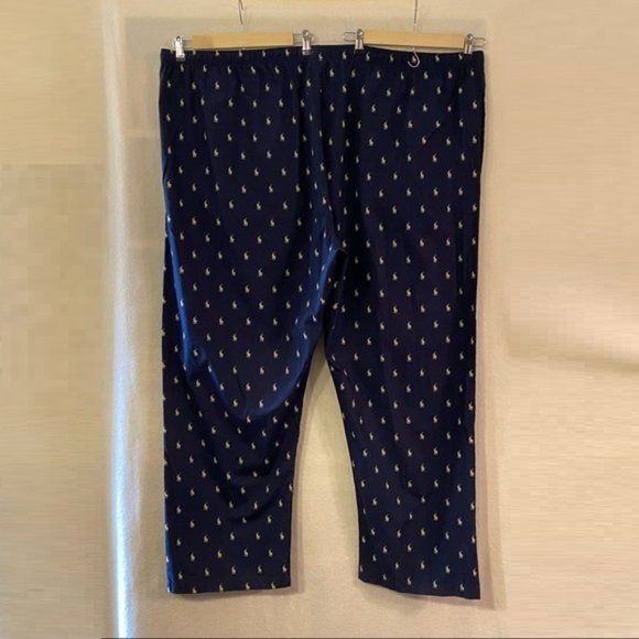 NWT Polo Ralph Lauren 5XT TALL navy blue cream logo print cotton pajama pants - Picture 2 of 7